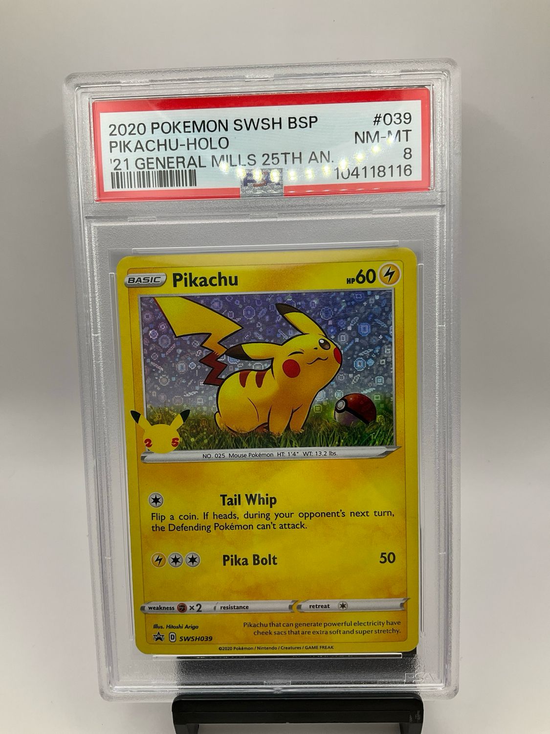 2020 Pokemon Promo General Mills 25th #039 Pikachu HOLO PSA 8