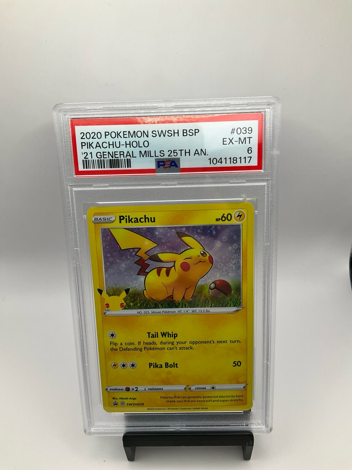 2020 Pokemon Promo General Mills 25th #039 Pikachu HOLO PSA 6