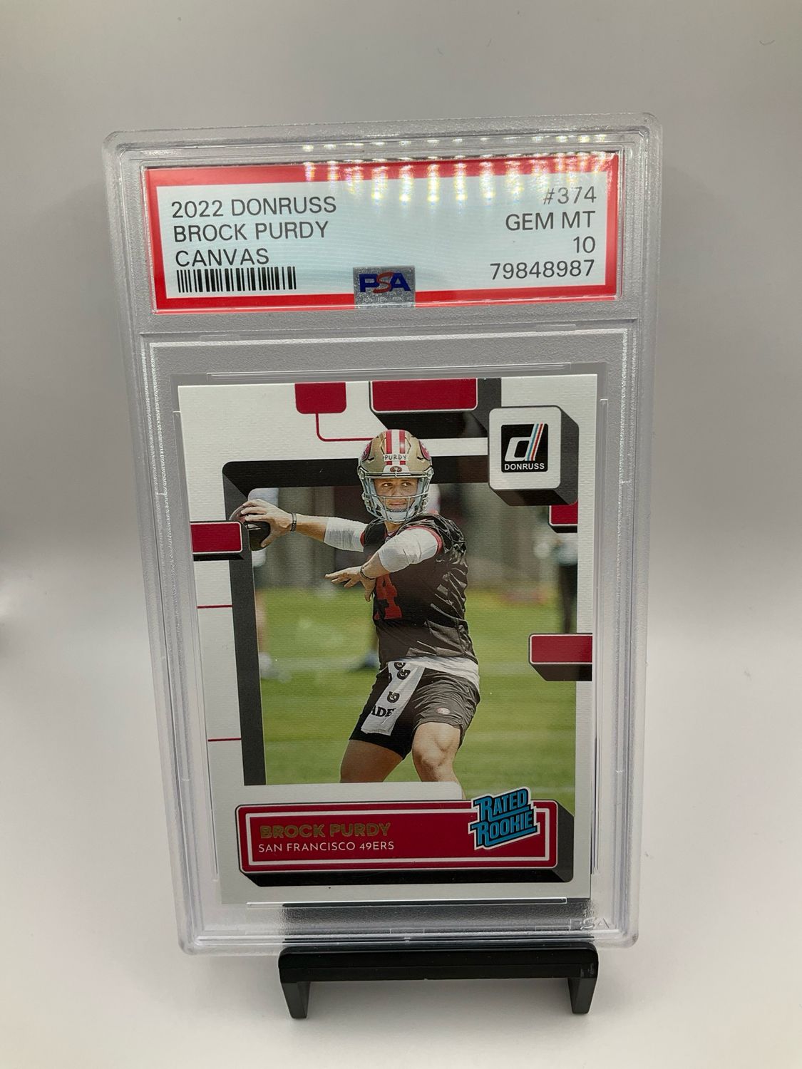 2022 PANINI DONRUSS #374 BROCK PURDY RC RATED ROOKIE PSA 10
