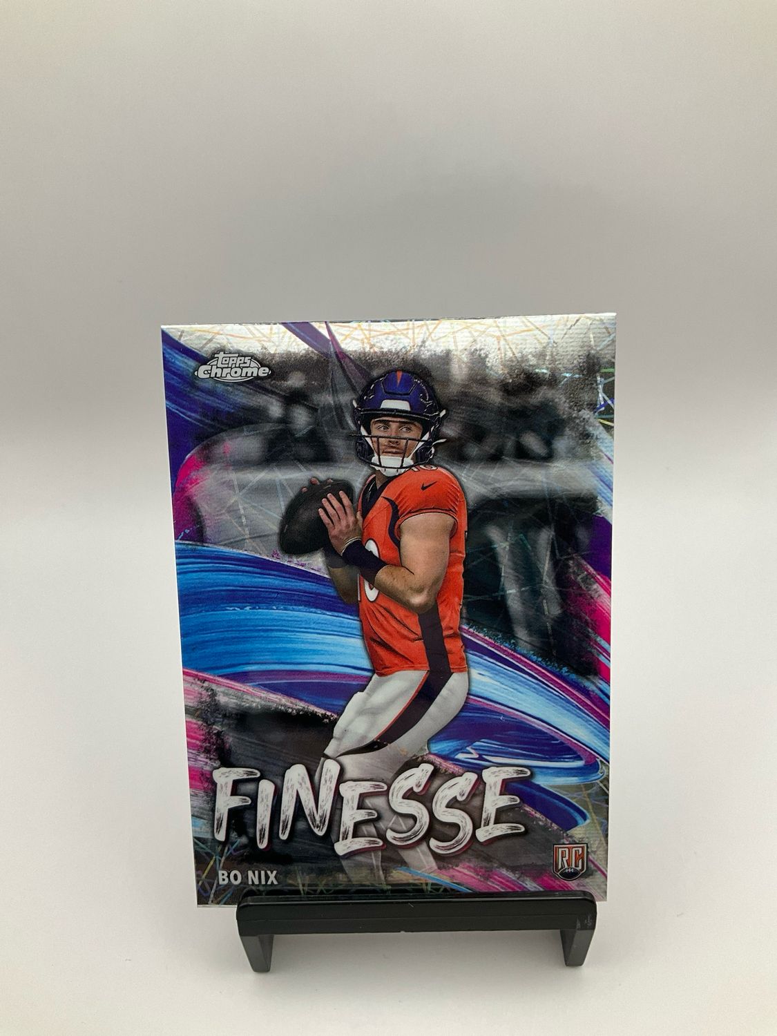 2024 Topps Chrome Bo Nix Finesse Laser Refractor Parallel