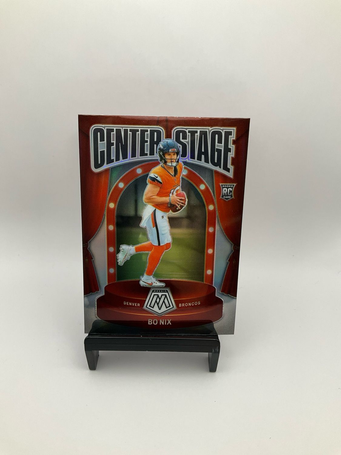 2024 Panini Mosaic Bo Nix Center Stage #12 RC Silver