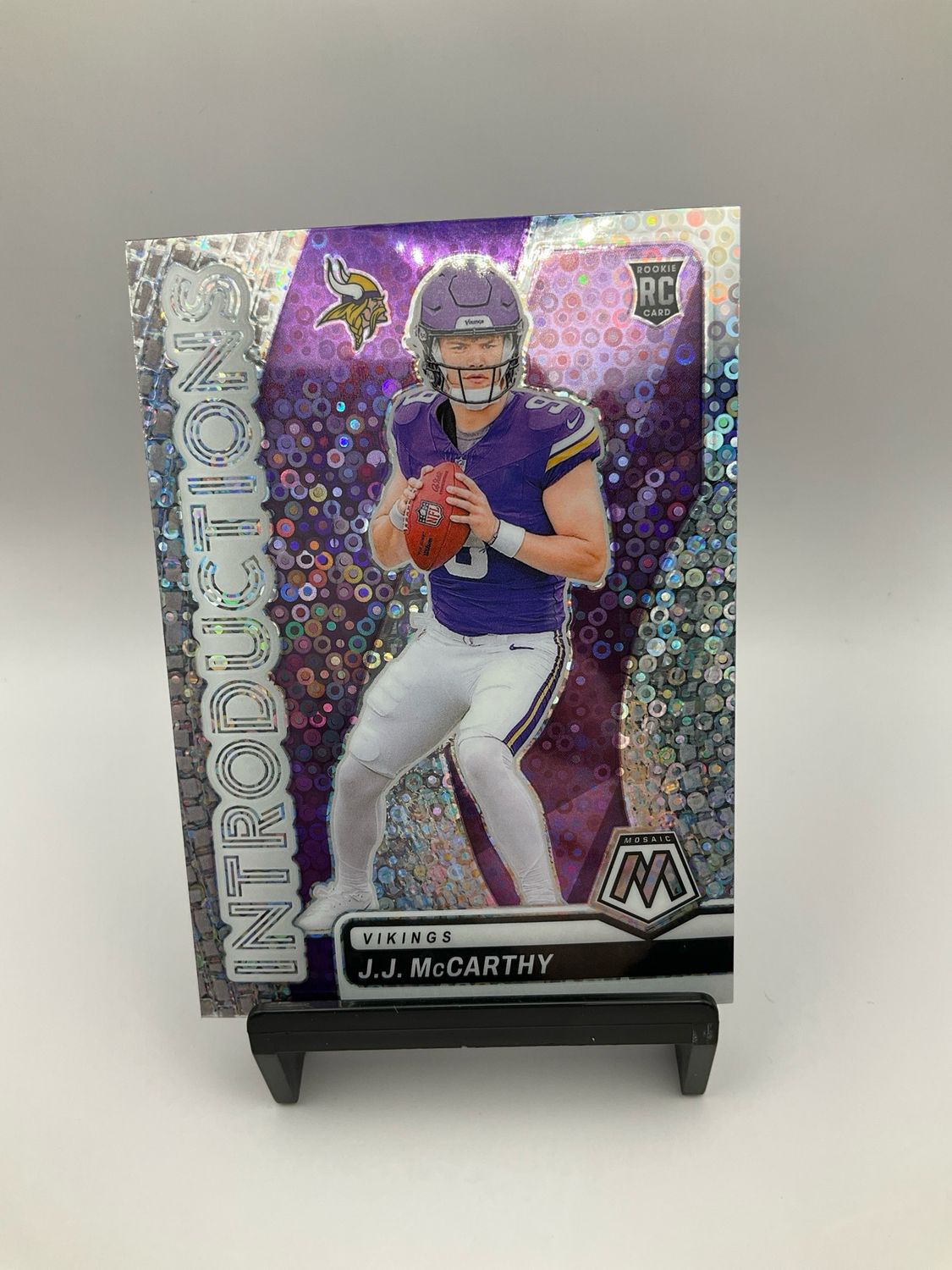 2024 Panini Mosaic JJ McCarthy Introductions No Huddle Silver Disco