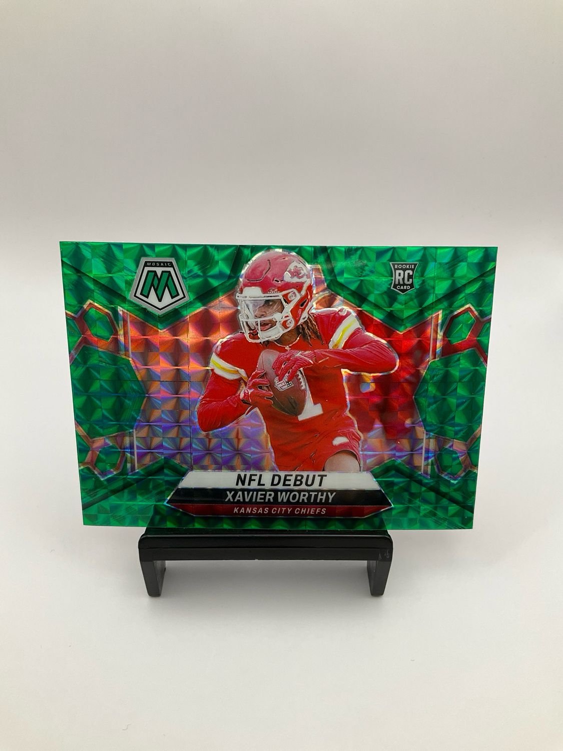 2024 Panini Mosaic #285 Xavier Worthy RC Rookie NFL Debut Green Mosaic Prizm