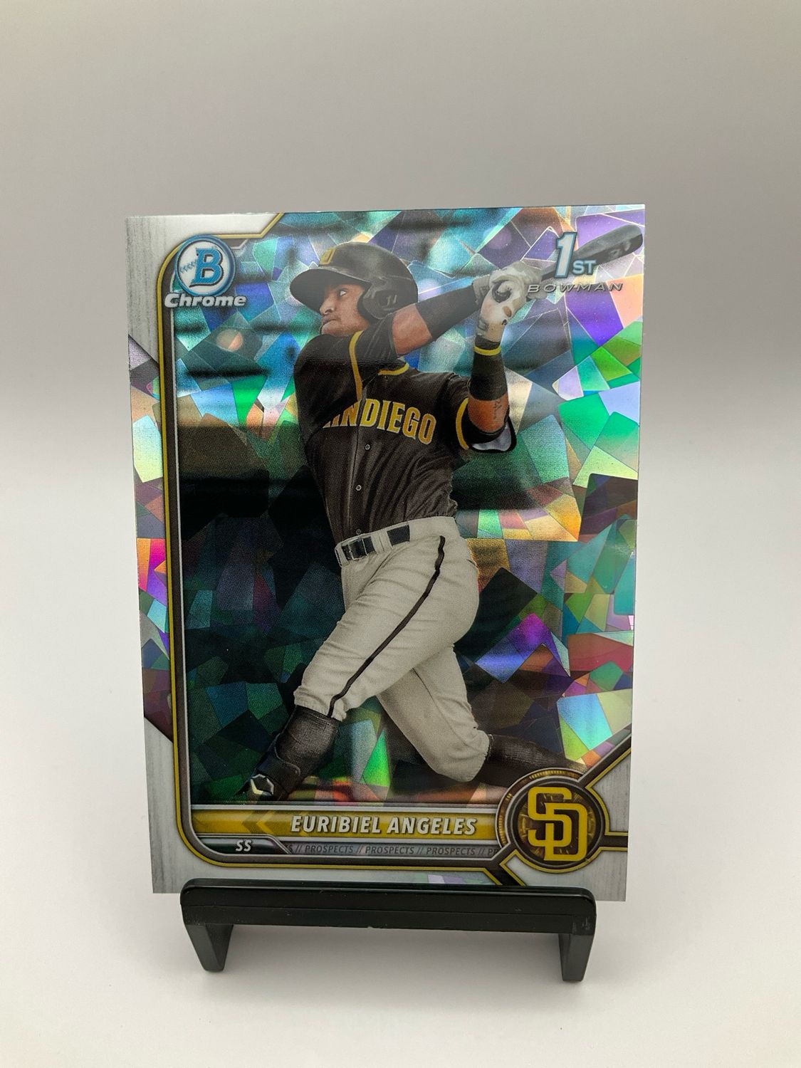 2022 TOPPS BOWMAN CHROME EUBIRIEL ANGELES SILVER CRACKED ICE