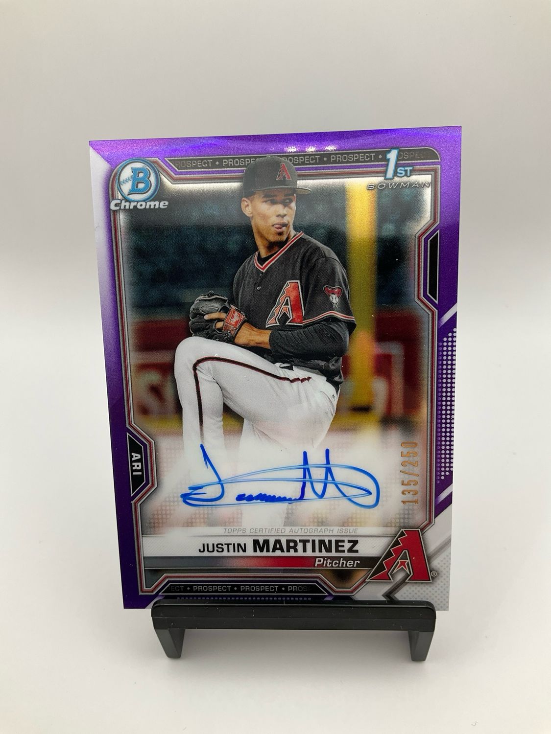 2021 BOWMAN CHROME 1ST BOWMAN JUSTIN MARTINEZ PURPLE AUTO 135/250