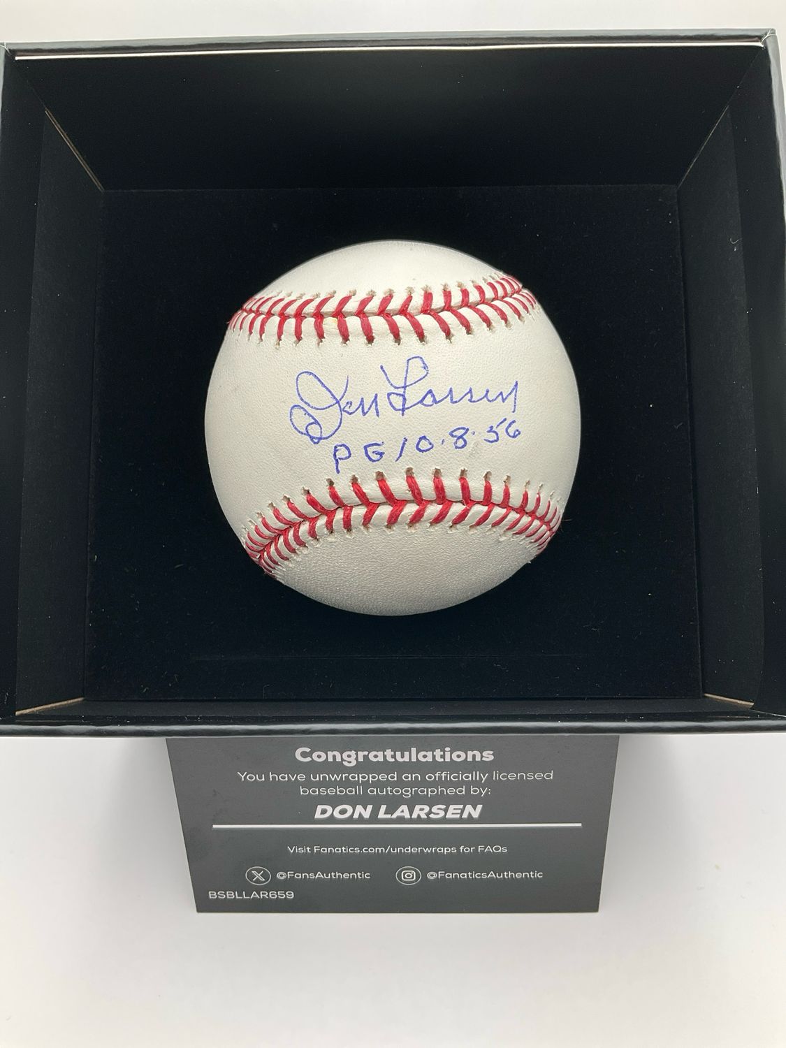 DON LARSEN  SIGNED BASEBALL FANATICS AUTHENTICATED