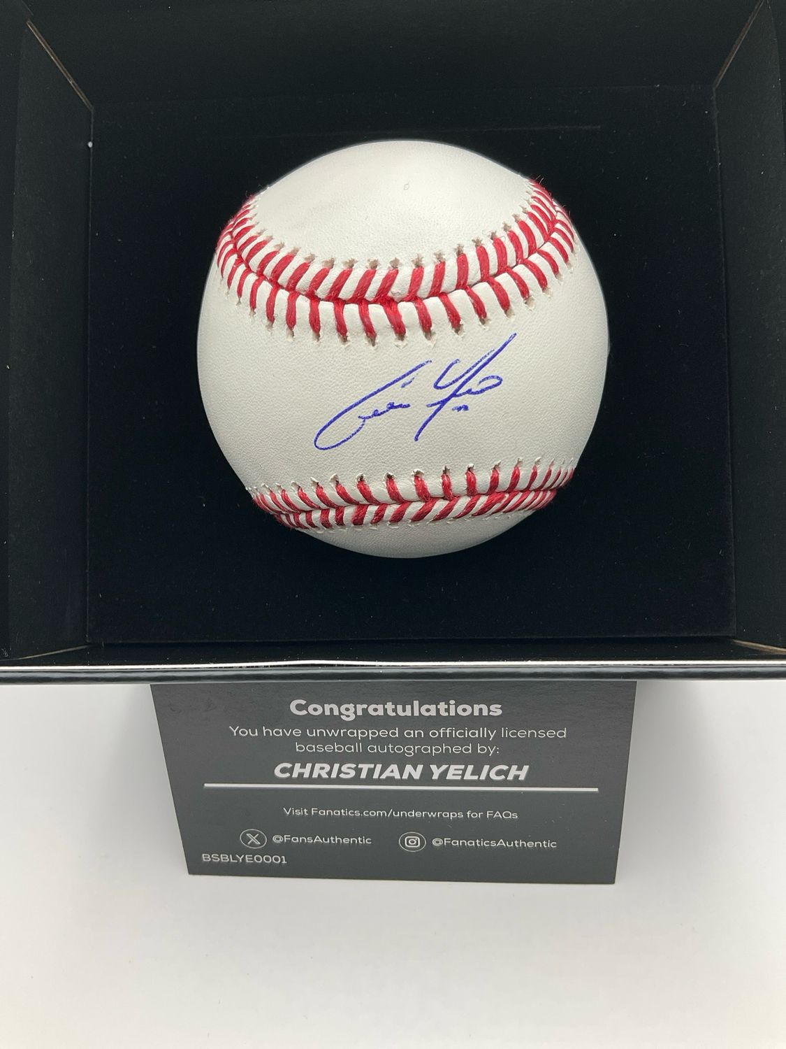 CHRISTIAN YELICH SIGNED BASEBALL FANATICS AUTHENTICATED