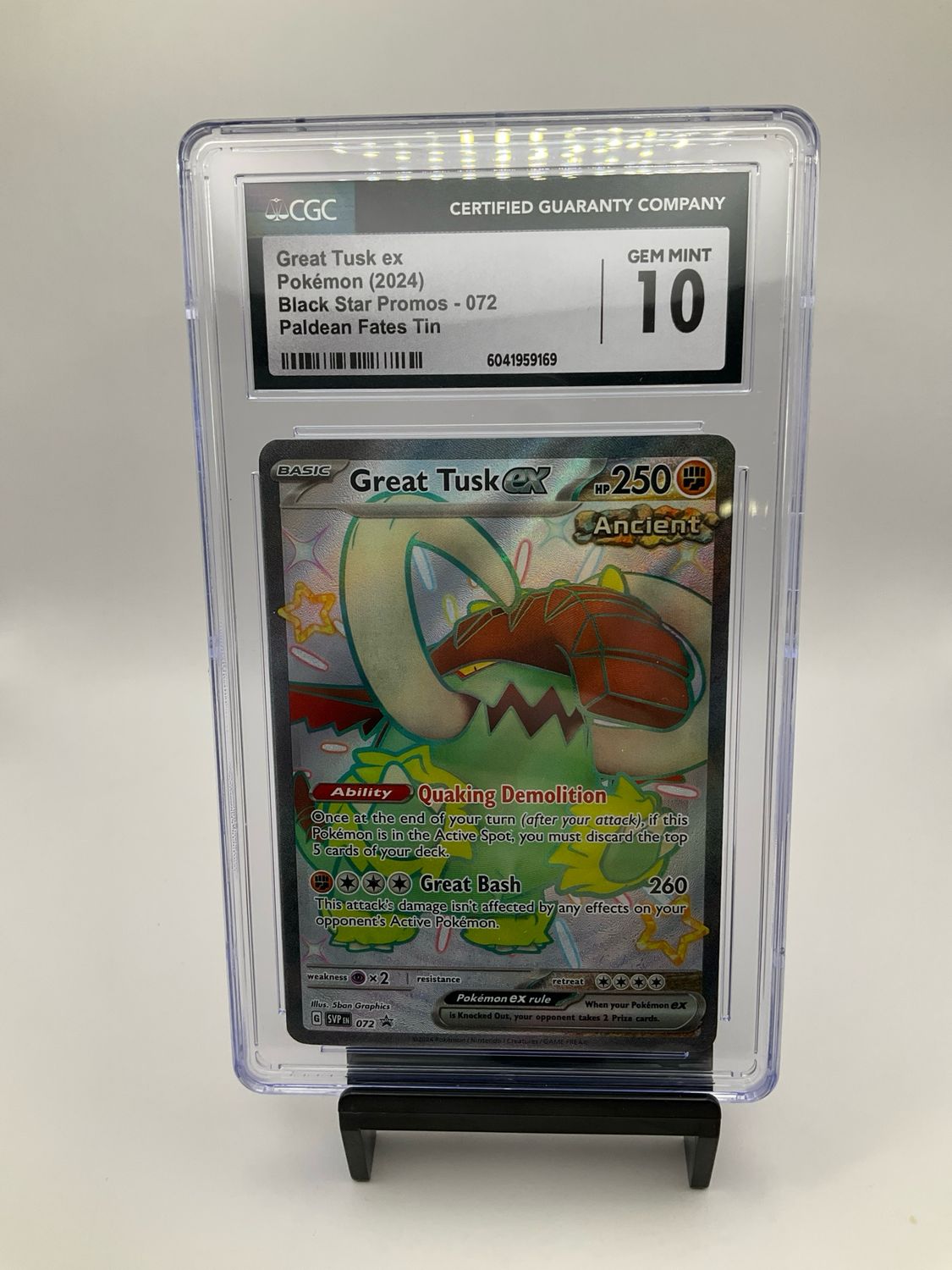 2024 POKEMON PALDEAN FATES BLACK STAR PROMO GREAT TUSK EX 072 CGC 10