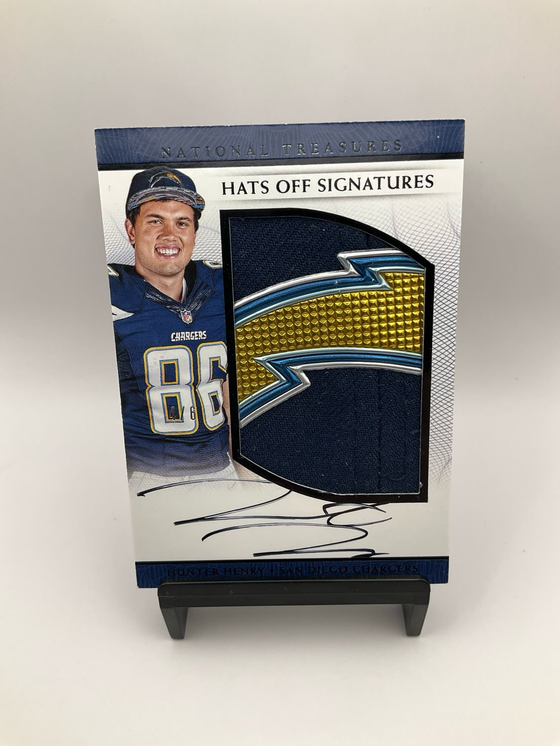 2016 National Treasures Hunter Henry Patch Auto Hats Off Signatures