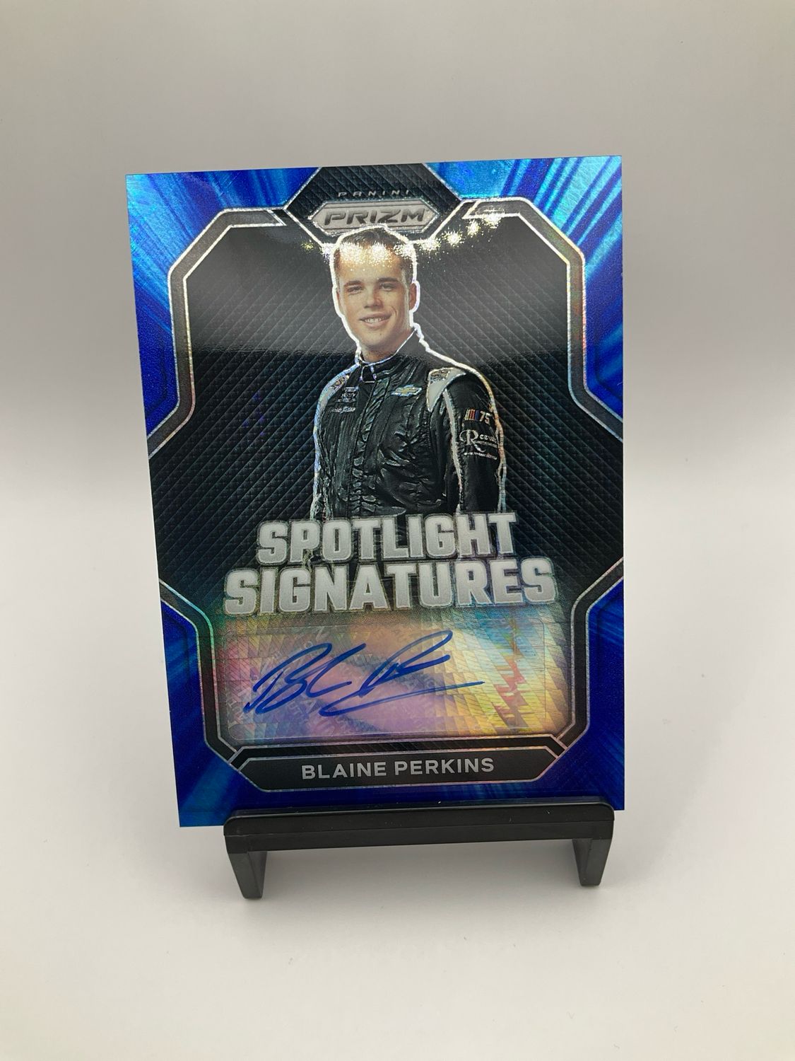 2023 Prizm Racing Blaine Perkins Spotlight Signatures Blue Autograph 20/25