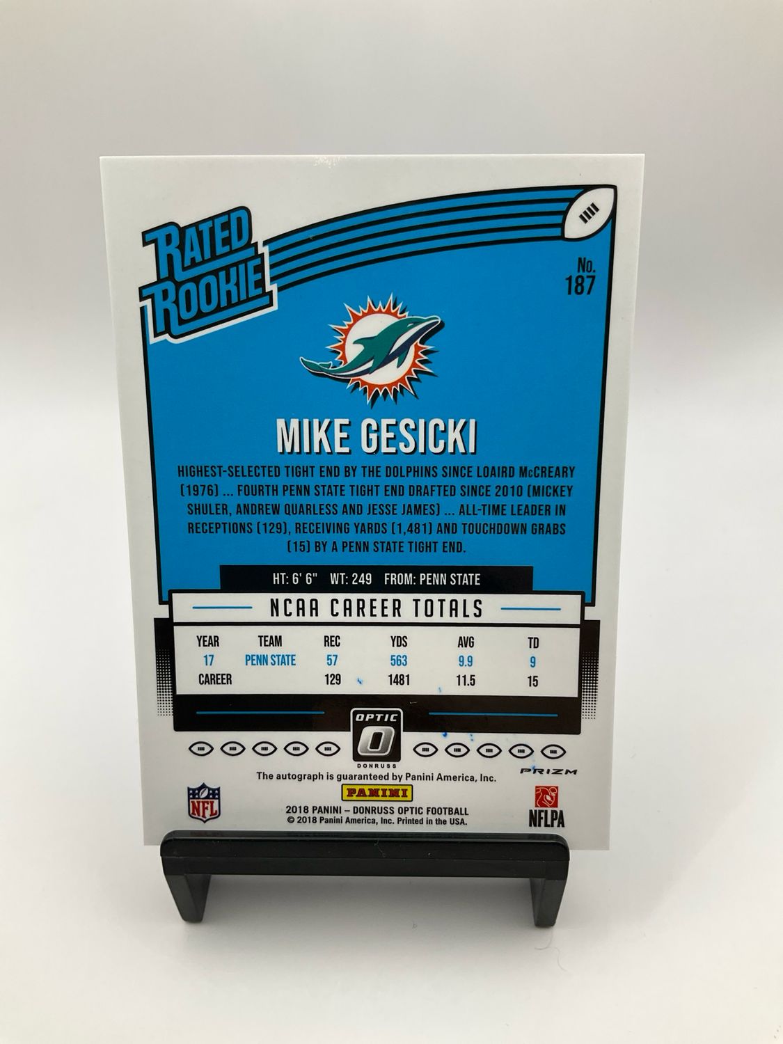 2018 Donruss Optic Rated Rookie Mike Gesicki Bronze Autograph