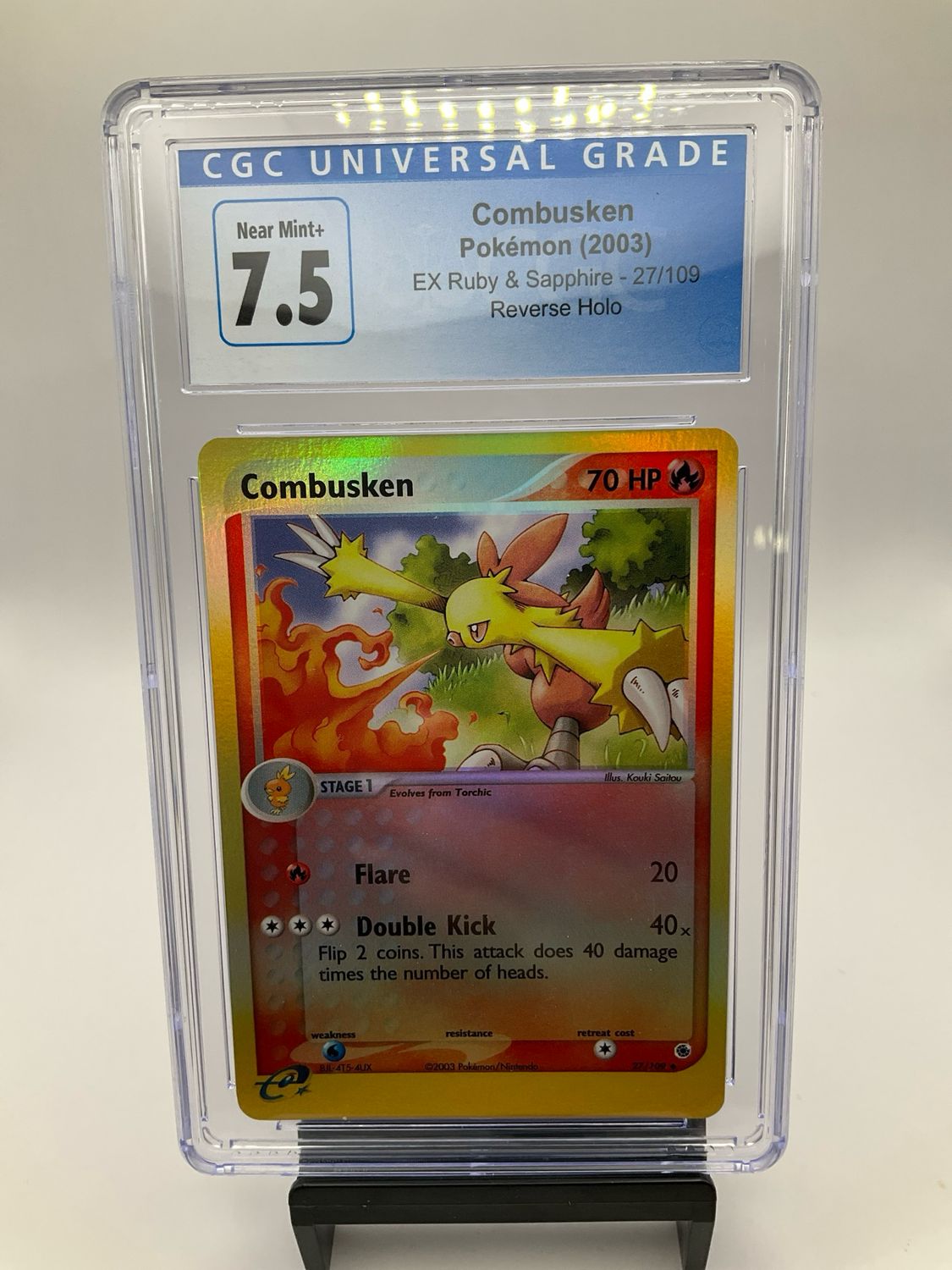 2003 POKEMON EX RUBY &amp; SAPHIRE COMBUSKEN 27/19 REVERSE HOLO CGC 7.5