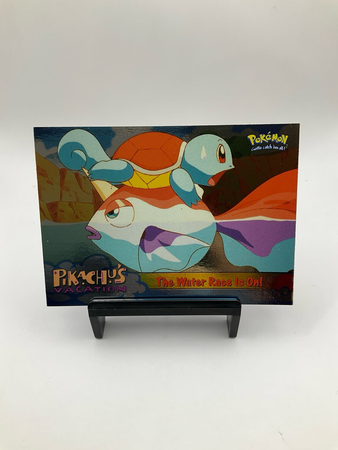 1998 Topps Pikachu&#39;s Vacation &quot;The Water Race is On&quot; Foil No. 47