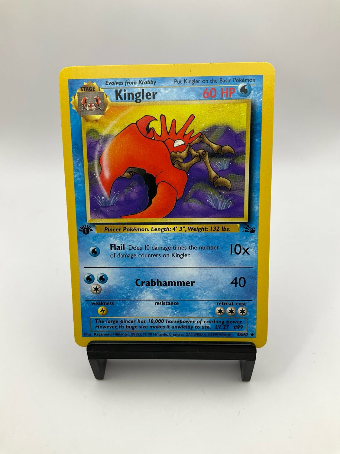 1999 Pokemon Kingler Fossil 1st Edition 38/62