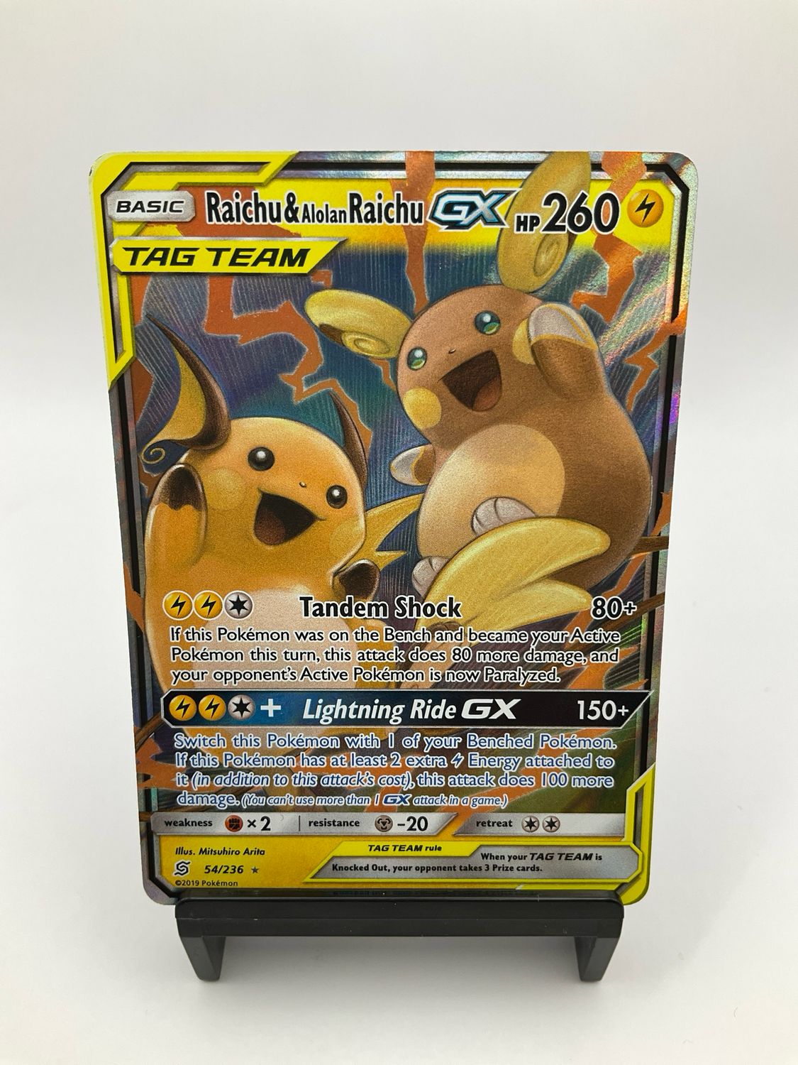 2019 Pokemon Tag Team Raichu &amp; Alolan Raichu GX 54/236