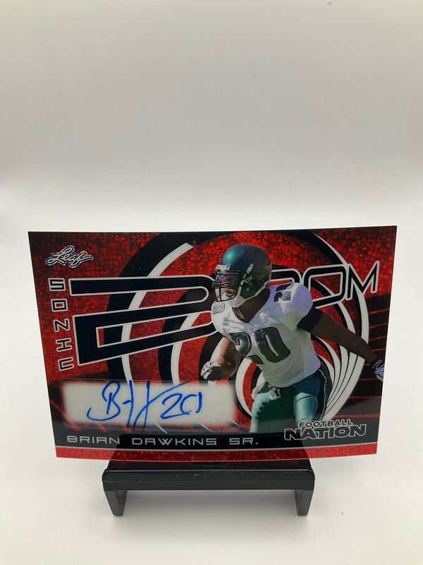 2025 NATION FOOTBALL SONIC BOOM BRIAN DAWKINS SR RED SPARKLE AUTO 1/1