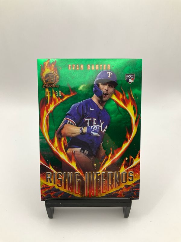 2024 BOWMAN CHROME EVAN CARTER RISING INFERNOS GREEN 1/99