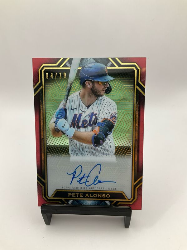 2021 TOPPS TRIBUTE PETE ALONSO RED ICONIC PERSPECTIVES AUTO