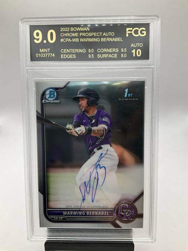 2022 BOWMAN CHROME PROSPECT AUTO WARMING BERNABEL 1ST BOWMAN AUTO FGC 9
