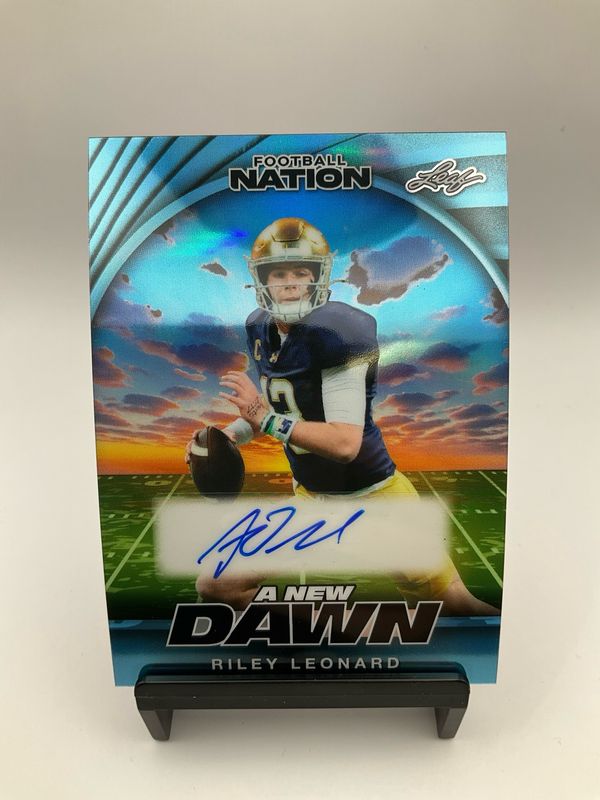 2025 NATION FOOTBALL RILEY LEONARD BLUE AUTO 3/3