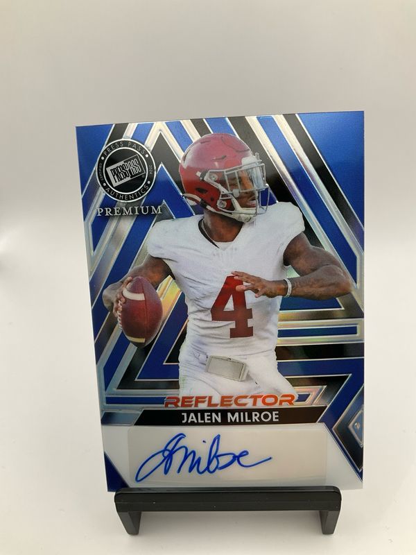 2025 LEAD PRESS PASS JADEN MILROE BLUE AUTO 9/20