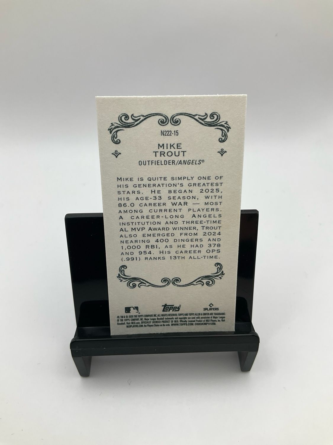 2025 TOPPS ALLEN &amp; GINTER MIKE TROUT N222/15 TOBACCO CARD