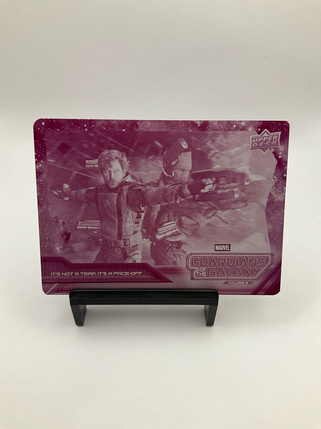 2024 UD MAGENTA PRINTING PLATE 1/1 GUARDIANS OF THE GALAXY &quot;IT&#39;S NOT A TRAP, ITS A FACE OFF&quot; CARD