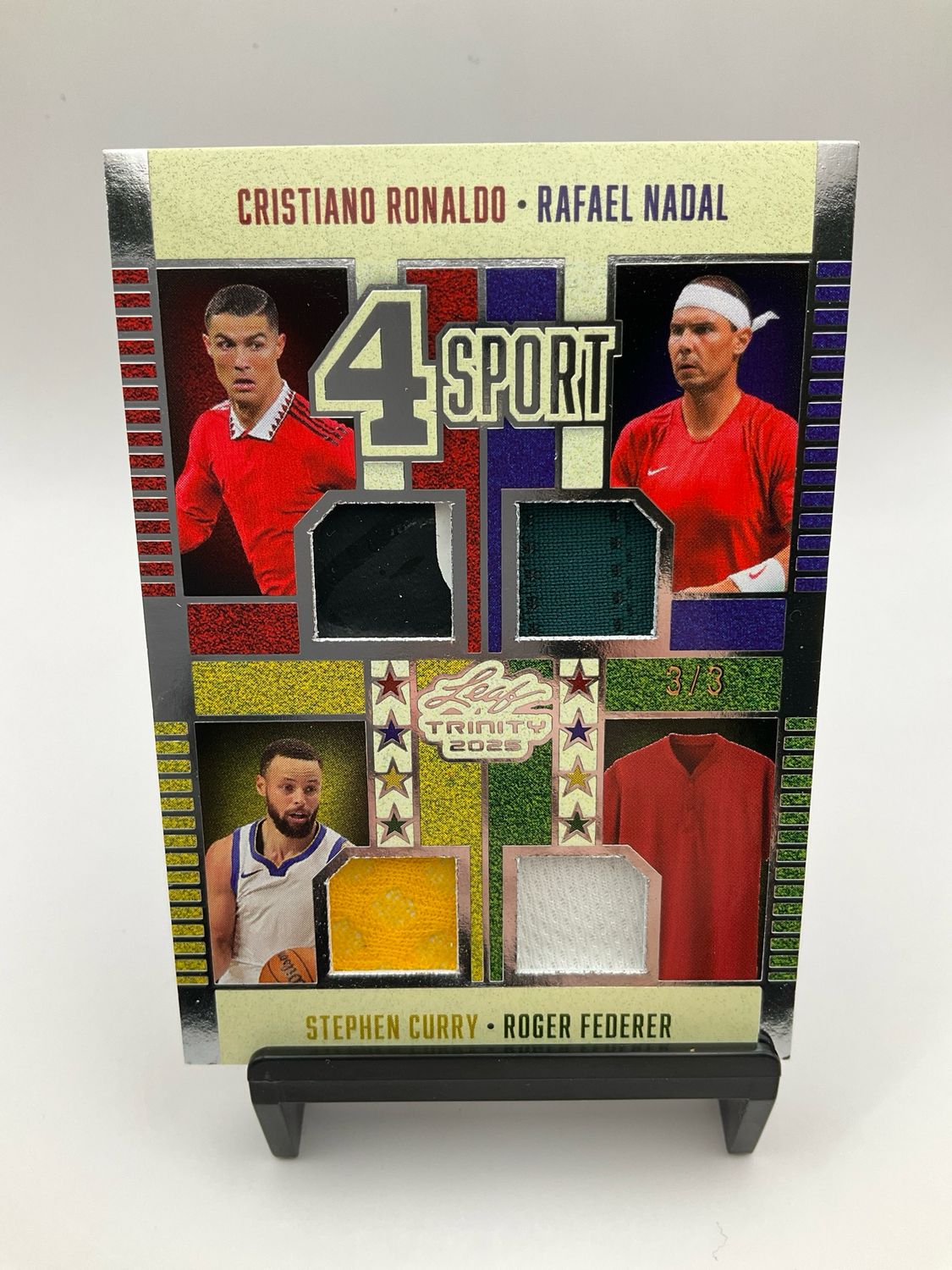 2025 LEAF TRINITY 4 SPORT PATCHES RONALDO/NADAL/CURRY/FEDERER 3/3