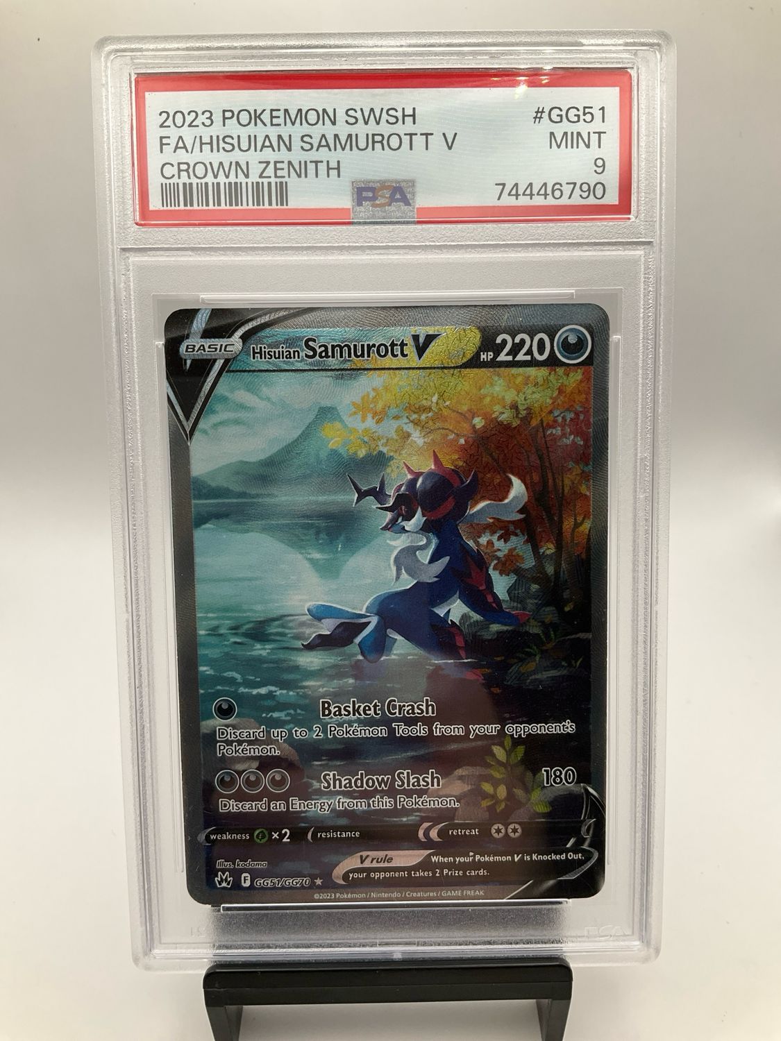 2023 POKEMON CROWN ZENITH HISUIAN SAMUROTT V PSA 9