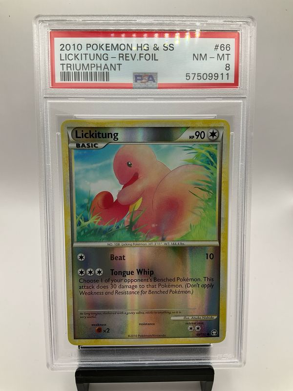 2010 POKEMON TRIUMPHANT LICKITUNG REV ERSE FOIL PSA 8