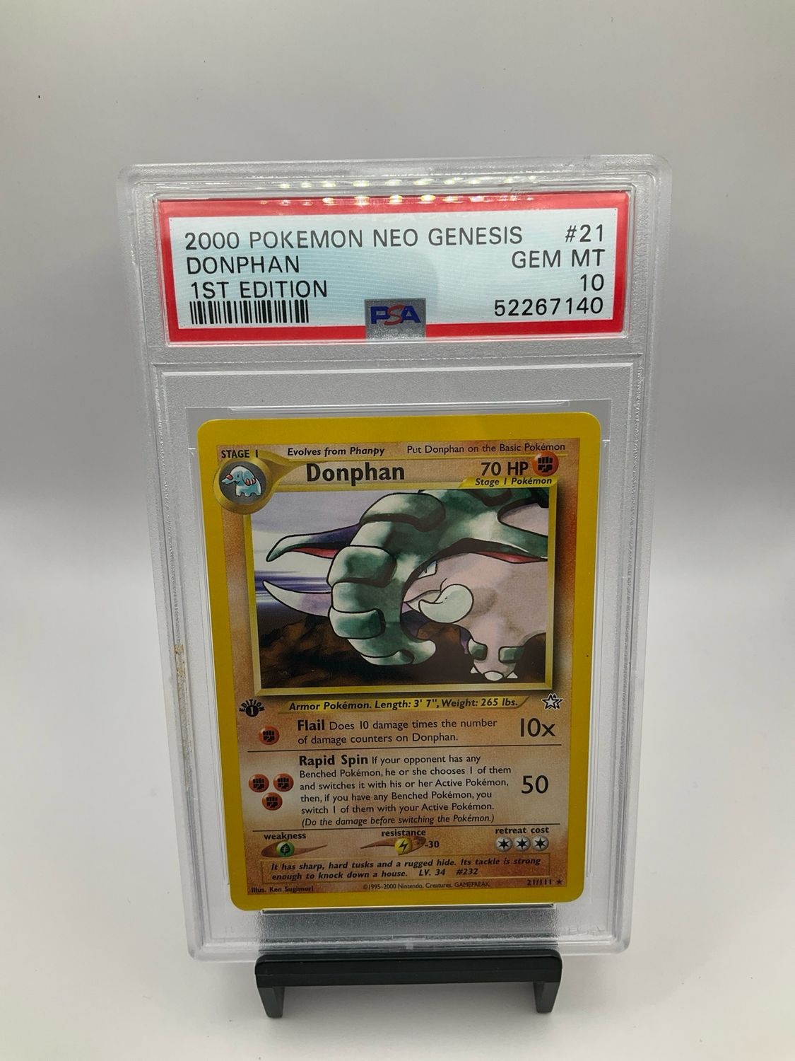 2000 POKEMON NEO GENESIS DONPHAN 1ST EDITION 1ST EDITION PSA 10