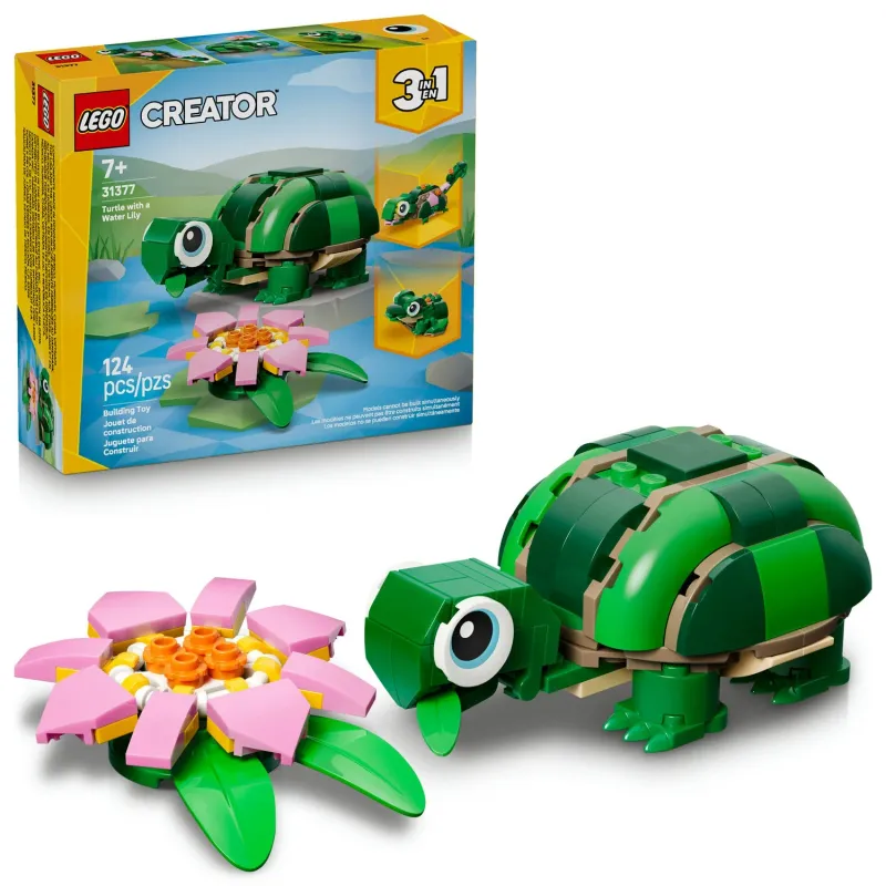 LEGO Turtle with a Water Lily Flower