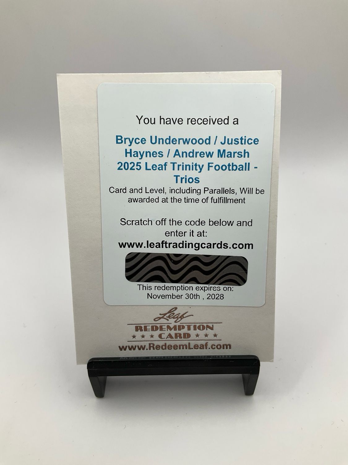2025 TRINITY BRYCE UNDERWOOD/JUSTICE HAYNES/ANDREW MARSH TRIO AUTO REDEMPTION