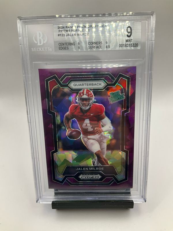2024 PRIZM DRAFT PICKS JALEN MILROE PURPLE ICE BECKETT 9 1/149