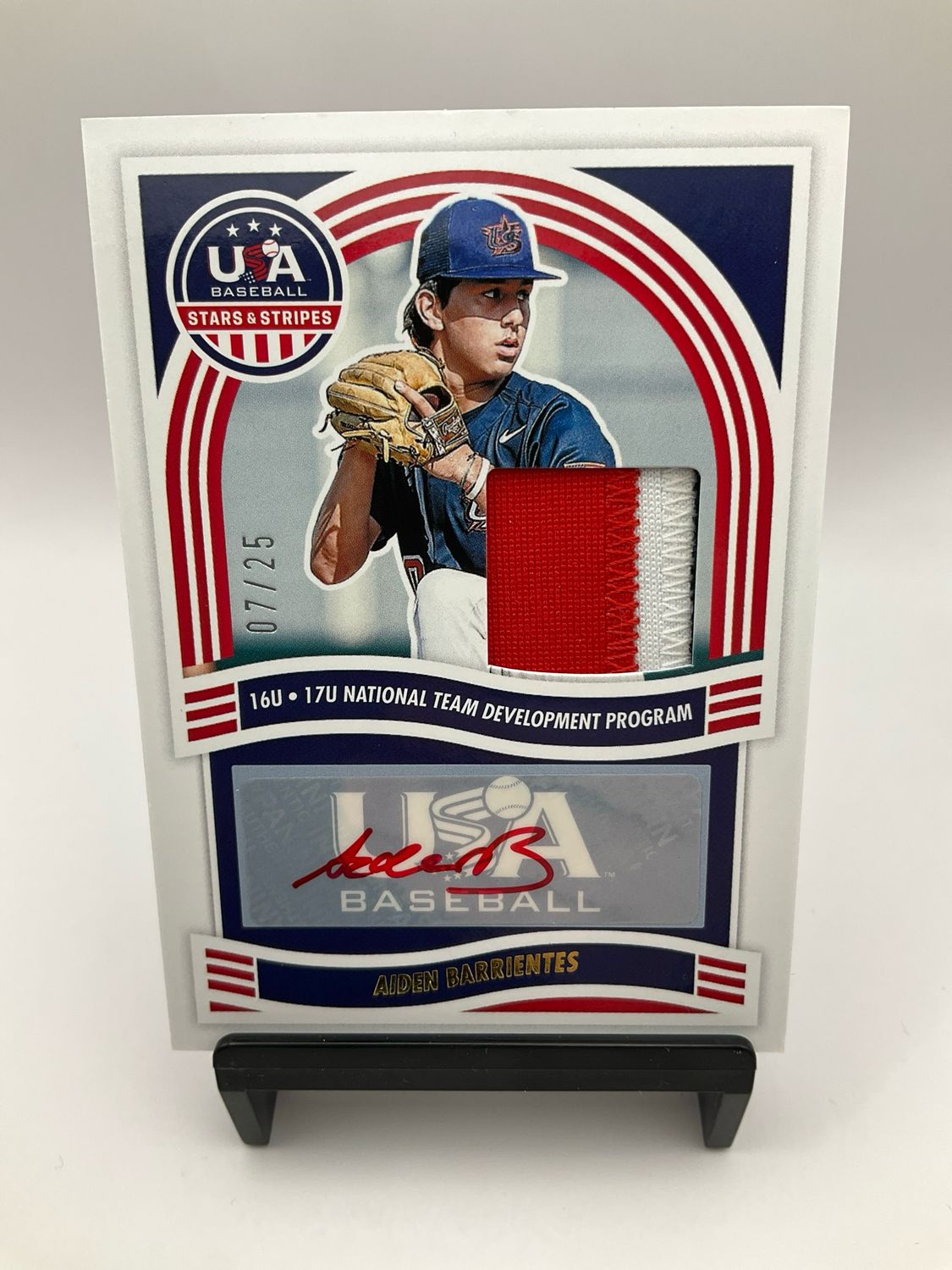 2024 USA STARS &amp; STRIPES AIDEN BARRIENTES /25 PATCH AUTO NTS-AB