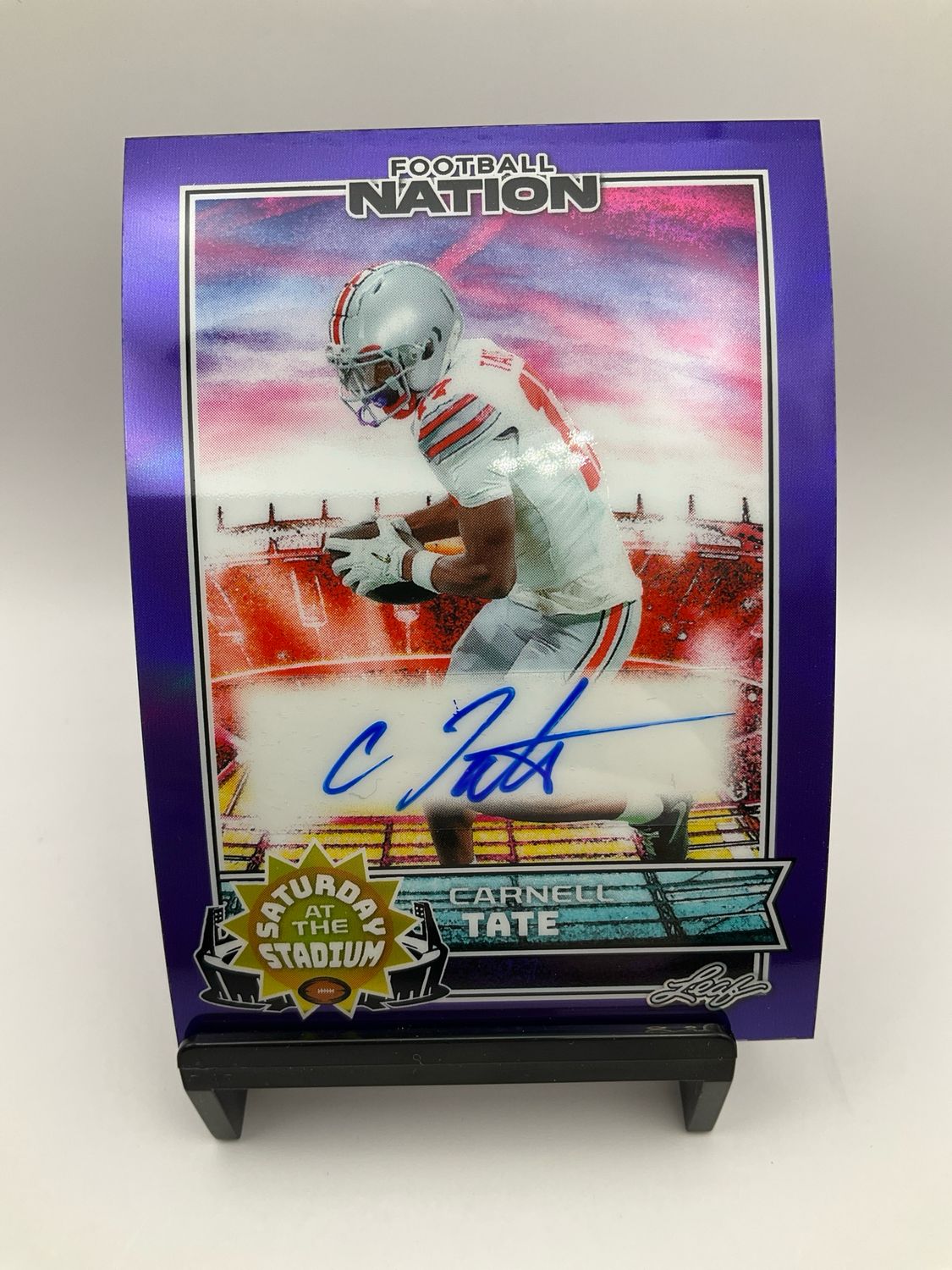 2025 LEAF FOOTBALL NATION AUTO CARNELL TATE PURPLE /8 SA-CT1