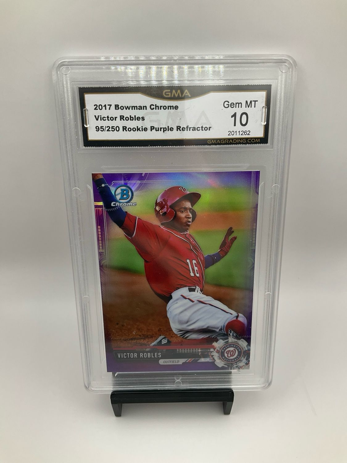 2017 BOWMAN CHROME VICTOR ROBLES /250 PURPLE BCP219 GMA 10