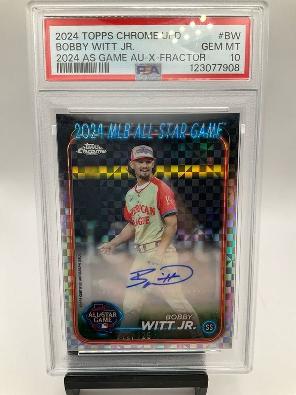 2024 TOPPS CHROME UPDATE BOBBY WITT JR 112/125 ALL STAR GAME X FRACTOR PSA 10