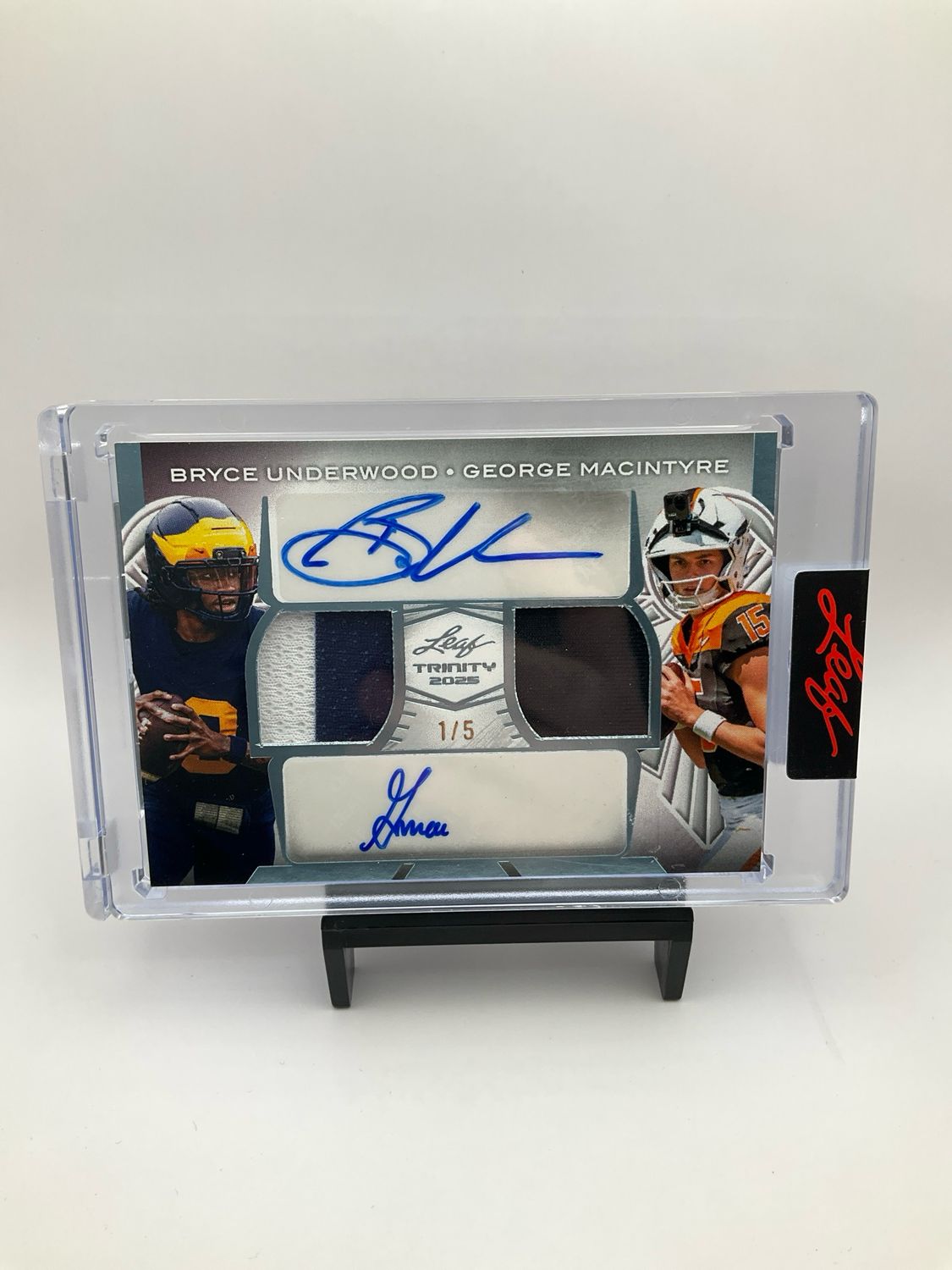 Bryce Underwood George Macintyre Auto Worn Patch 1/5 2025 Leaf Trinity Autograph