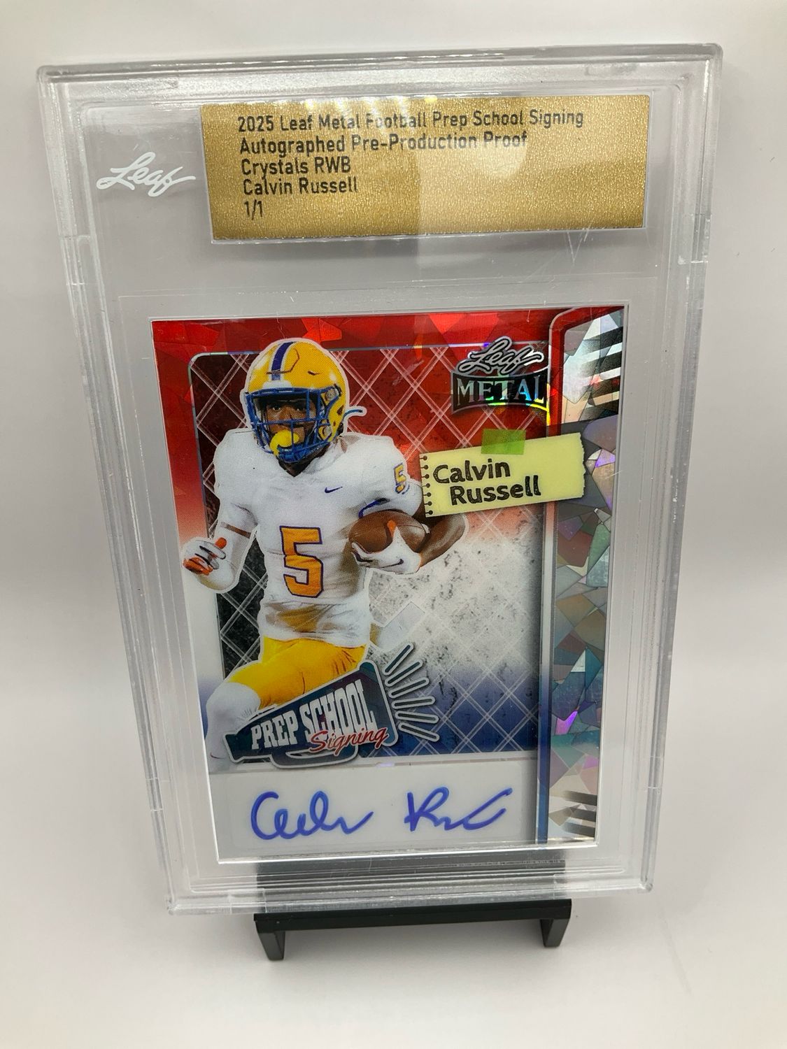 2025 LEAF METAL CALVIN RUSSELL 1/1 PREP SCHOOL SIGNING AUTO