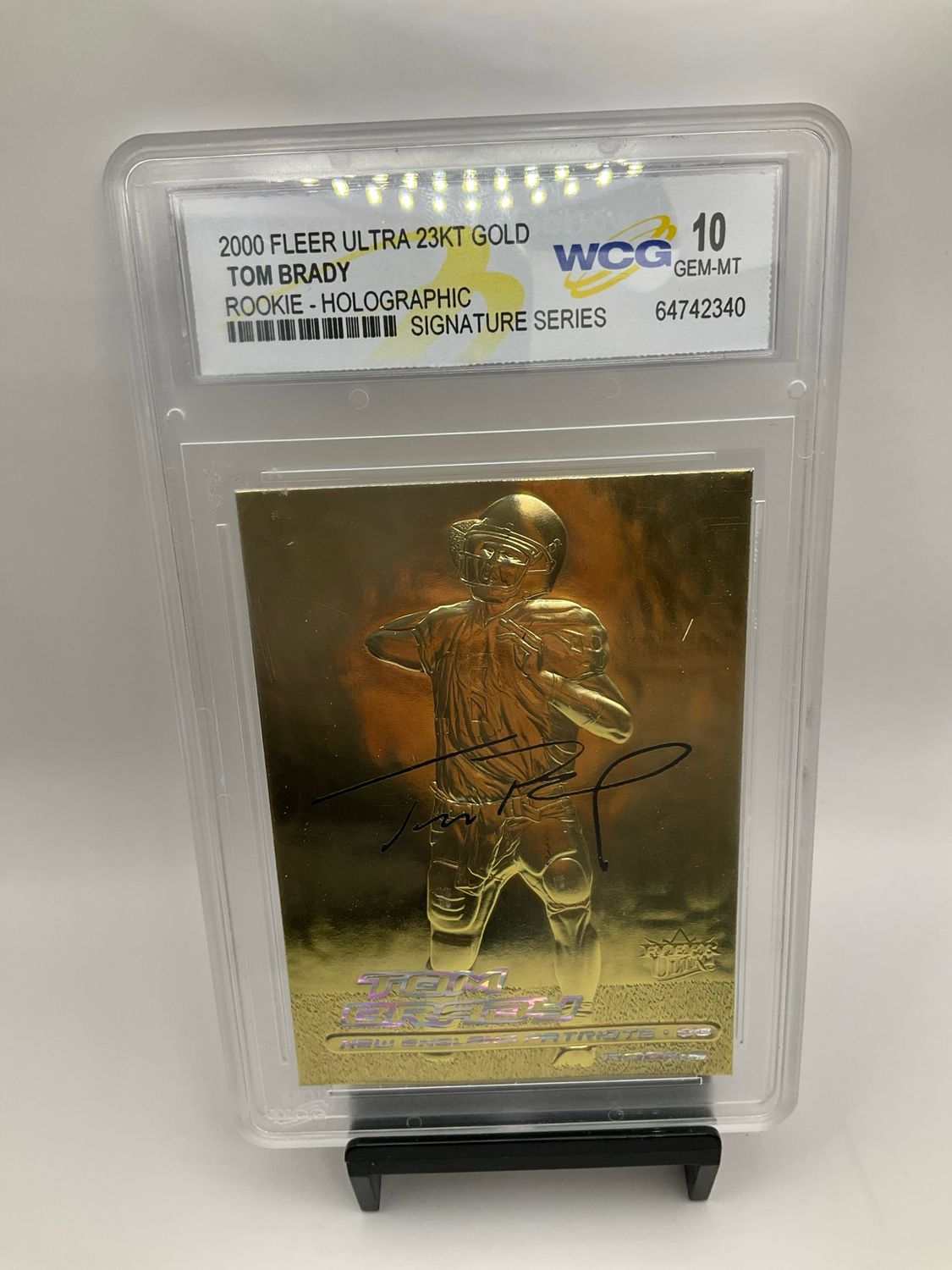 2000 FLEER ULTRA TOM BRADY 23KT GOLD ROOKIE HOLOGRAPHIC WCG 10