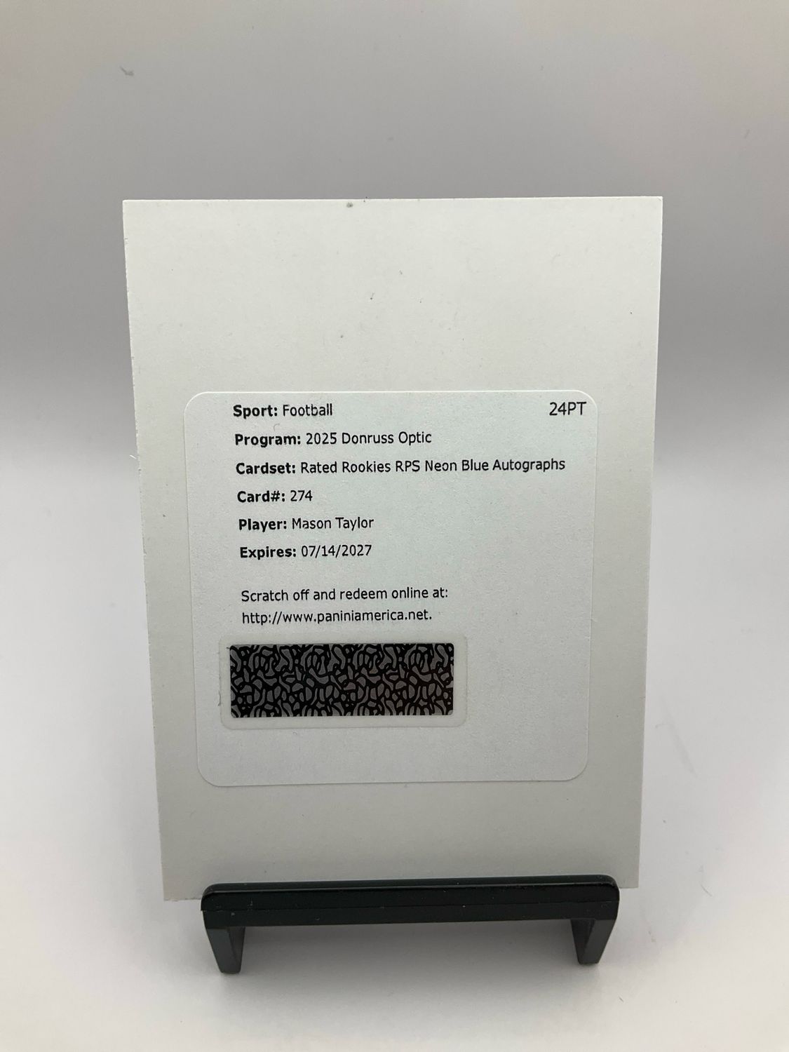 2025 OPTIC MASON TAYLOR NEON BLUE AUTO REDEMPTION NO. 274