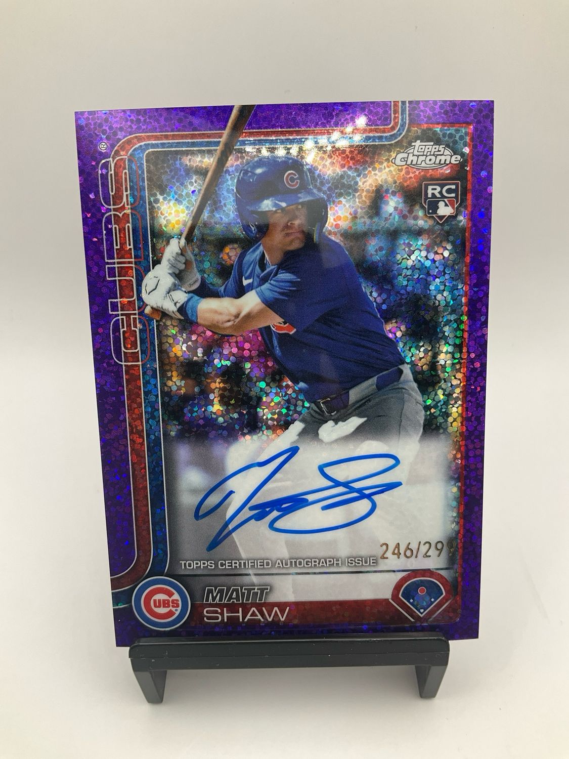 2025 TOPPS CHROME MATT SHAW PURPLE SPECKLE AUTO 246/299