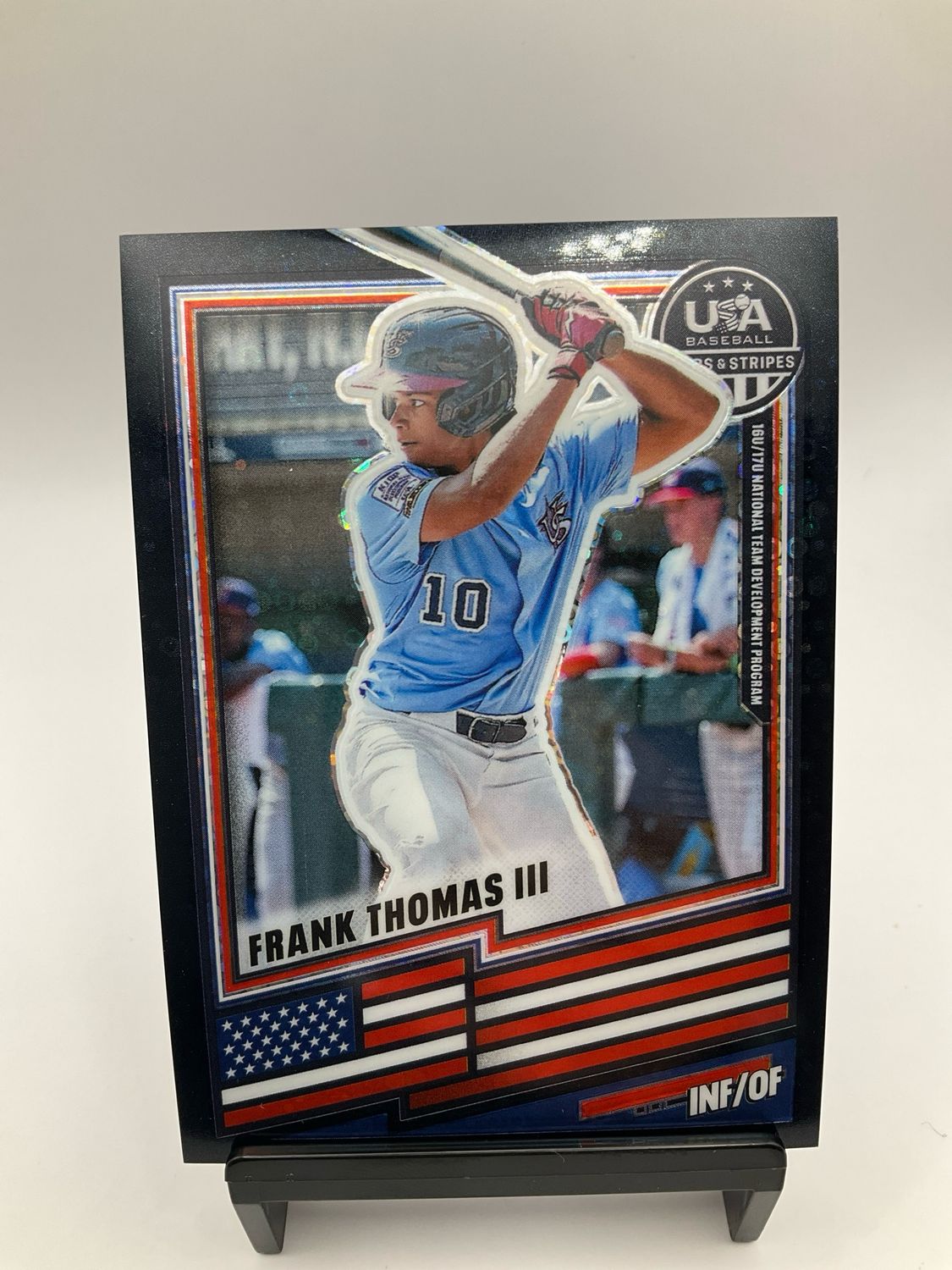 2025 PANINI PRIZM USA STARS &amp; STRIPES FRANK THOMAS ll BLACK DISCO 1/1