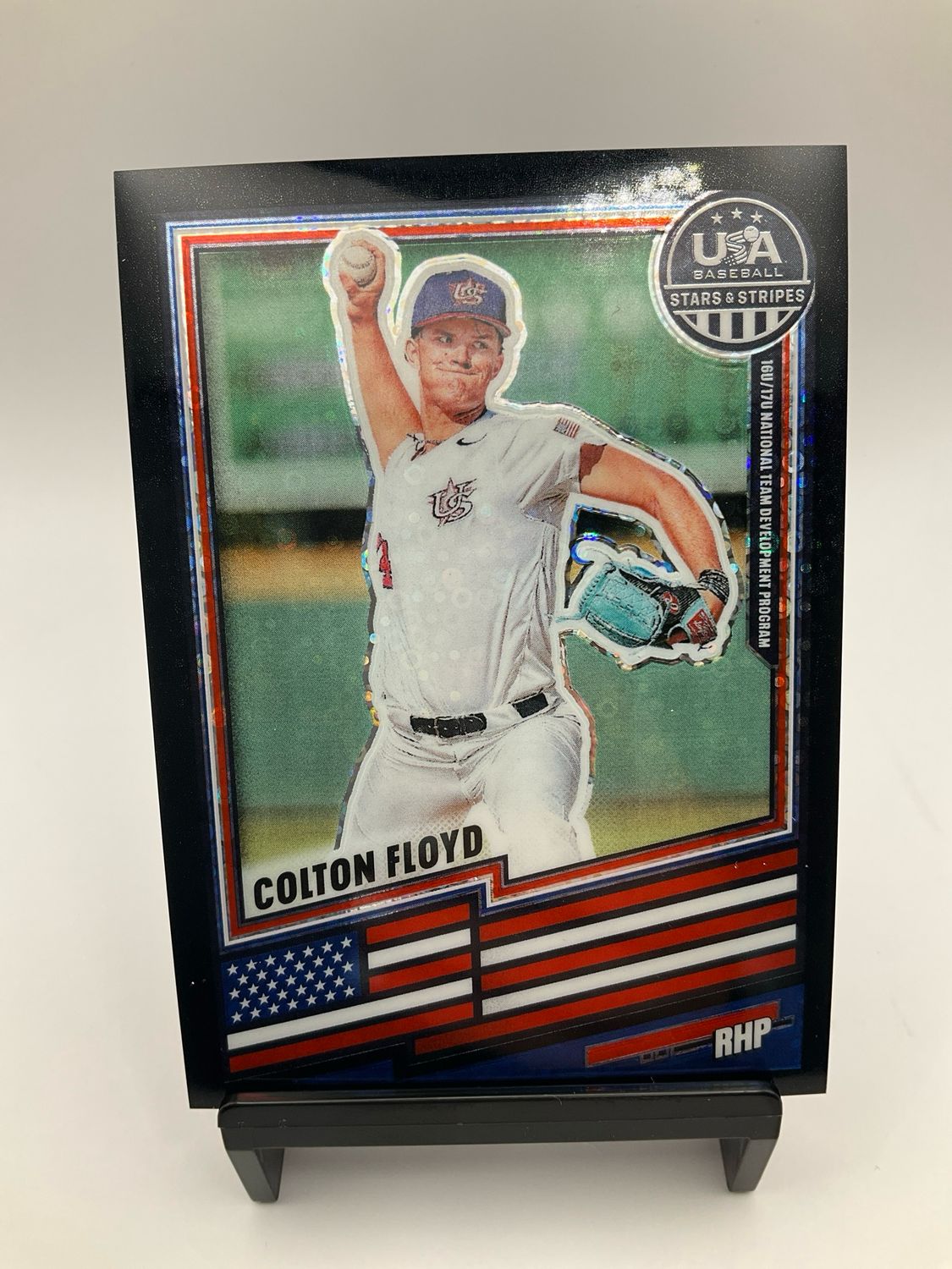 2025 PANINI PRIZM USA STARS &amp; STRIPES COLTON FLOYD BLACK DISCO 1/1