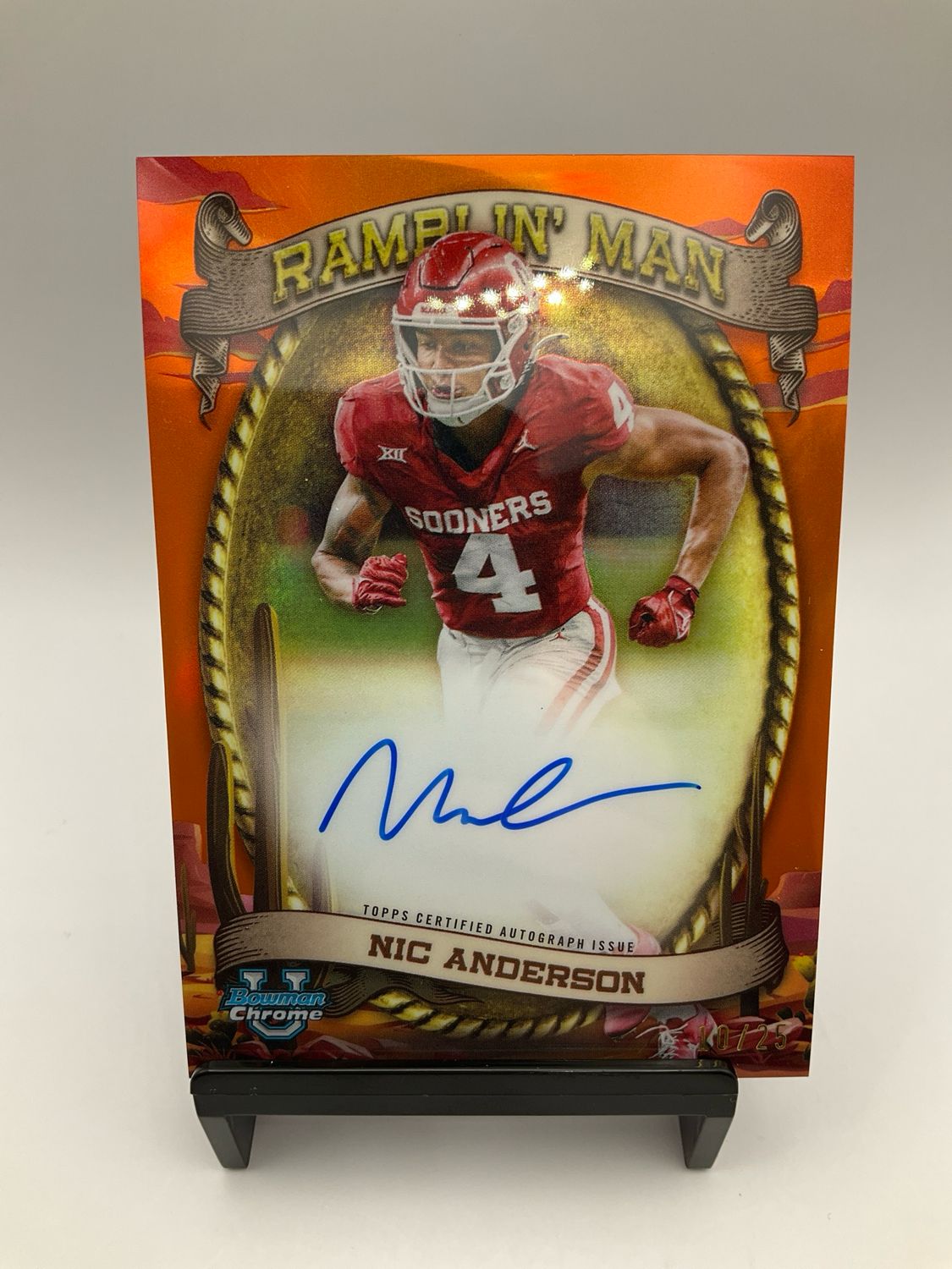 2024 BOWMAN CHROME NIC ANDERSON ORANGE RAMBLIN' MAN AUTO /25 RM-NA