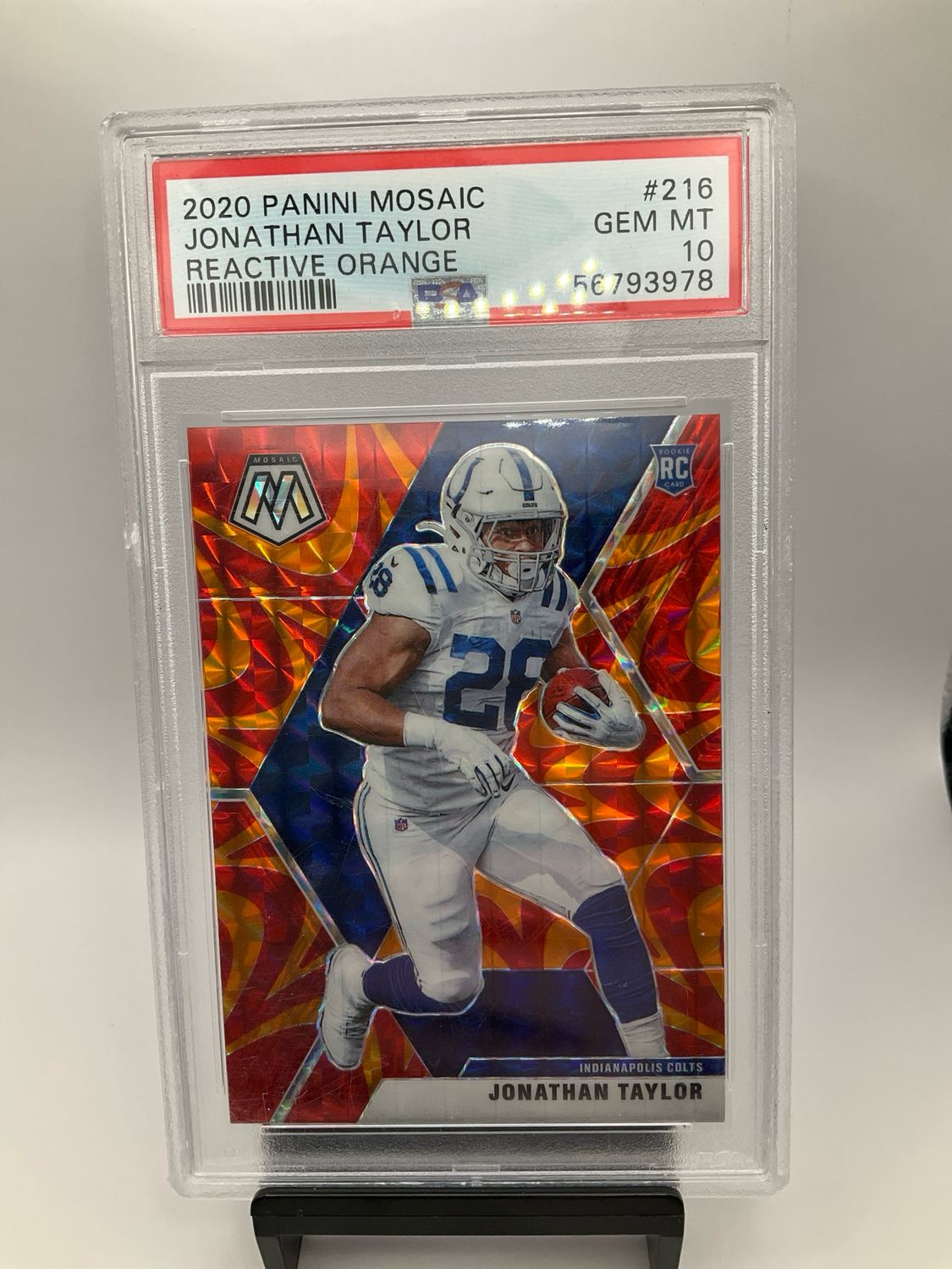 2020 MOSAIC JONATHAN TAYLOR REACTIVE ORANGE NO. 216 PSA 10