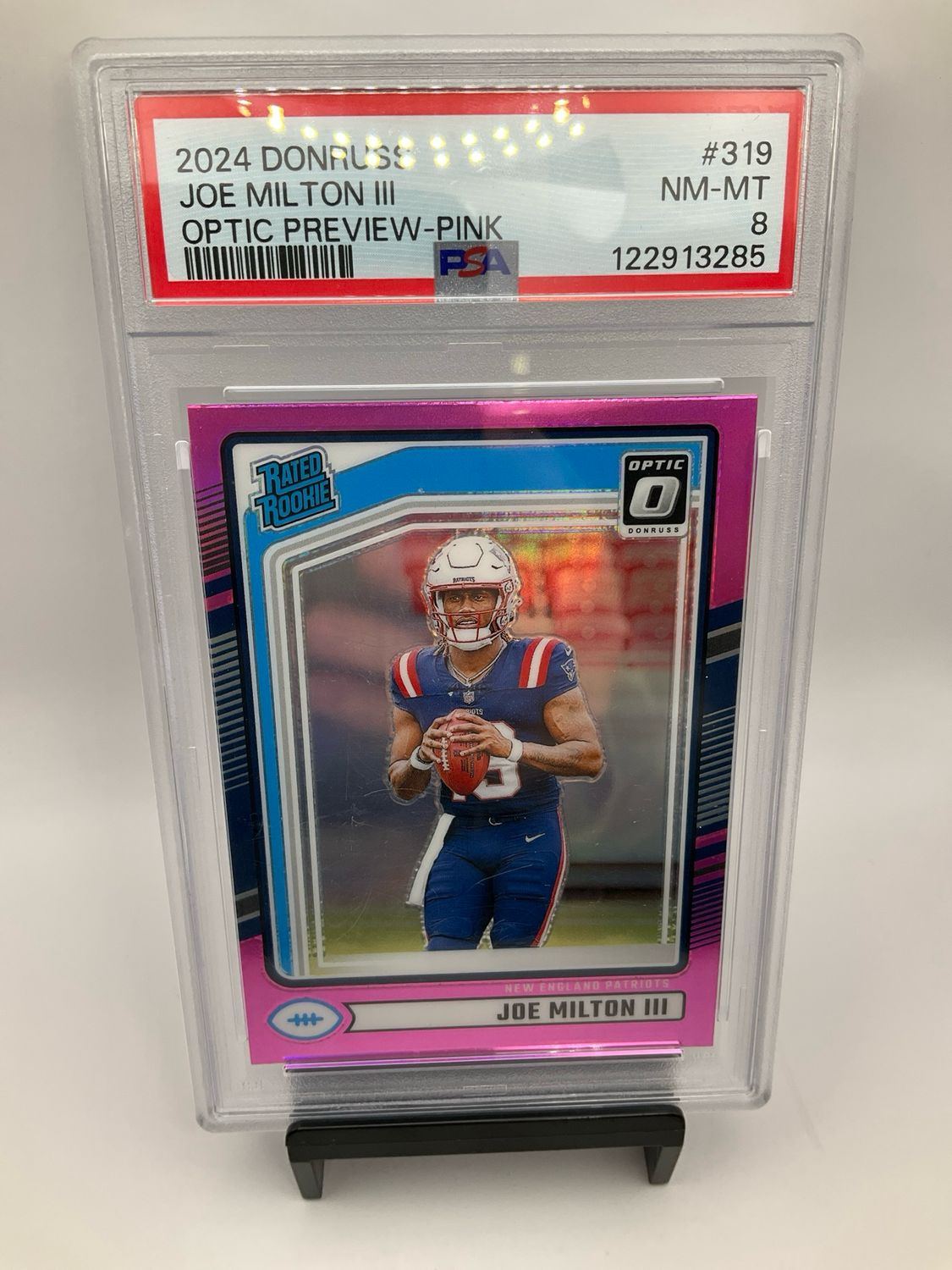 2024 DONRUSS JOE MILTON lll OPTIC PREVIEW PINK NO. 319 PSA 8