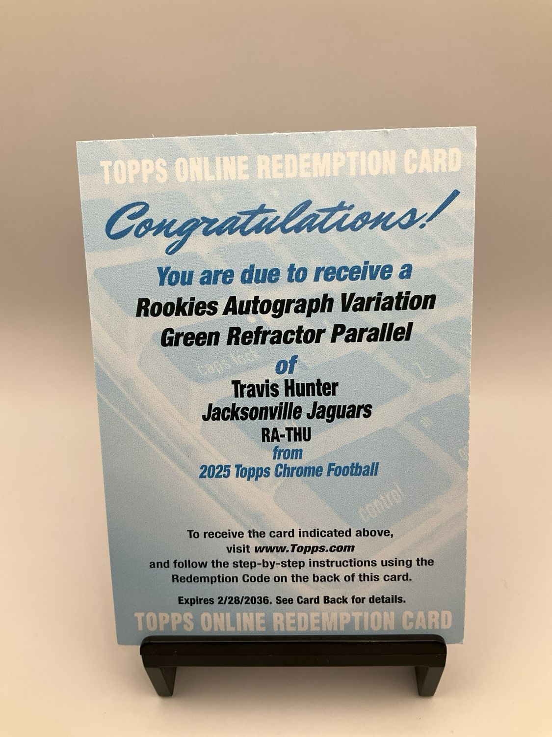 2025 TOPPS CHROME TRAVIS HUNTER VARIATION AUTOGRAPH GREEN /99 REDEMPTION RA-THU