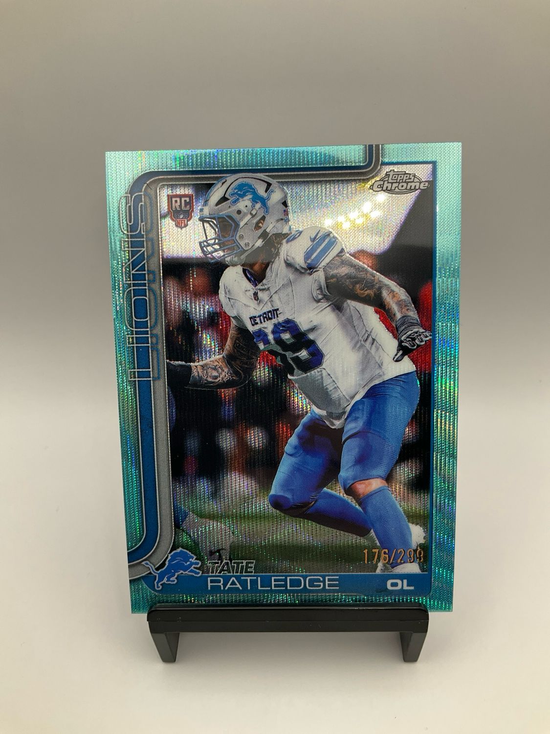 2025 TOPPS CHROME TATE RATLEDGE AQUA WAVE /299 NO. 383